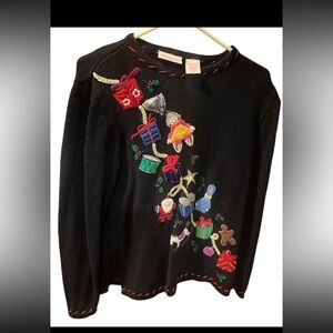 Vintage 90s - christmas sweater basic editions string of presents